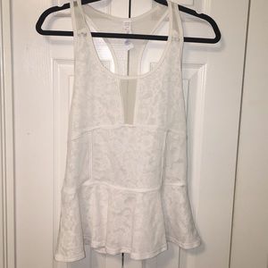 American Eagle White Mesh Peplum Tank Top